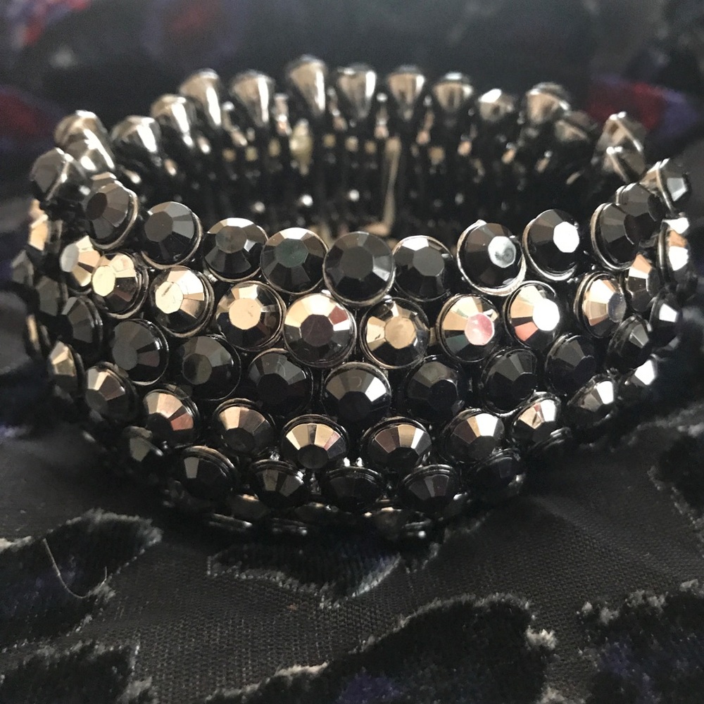 Chunky Silver and Black Bracelet